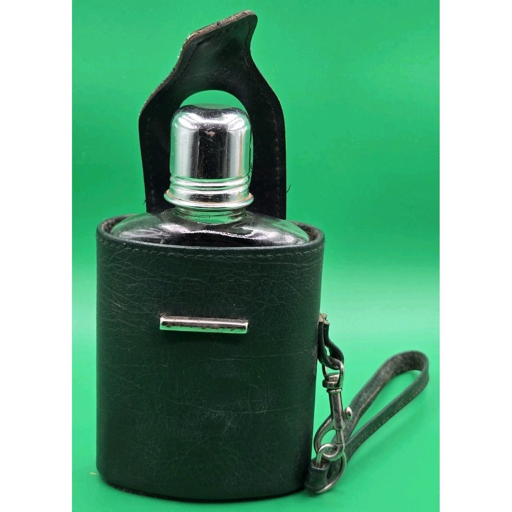 Georges Briard‎ Glass Flask /w Pouch Liquor Bottle *Pouch Wont Close, Wear* Rare